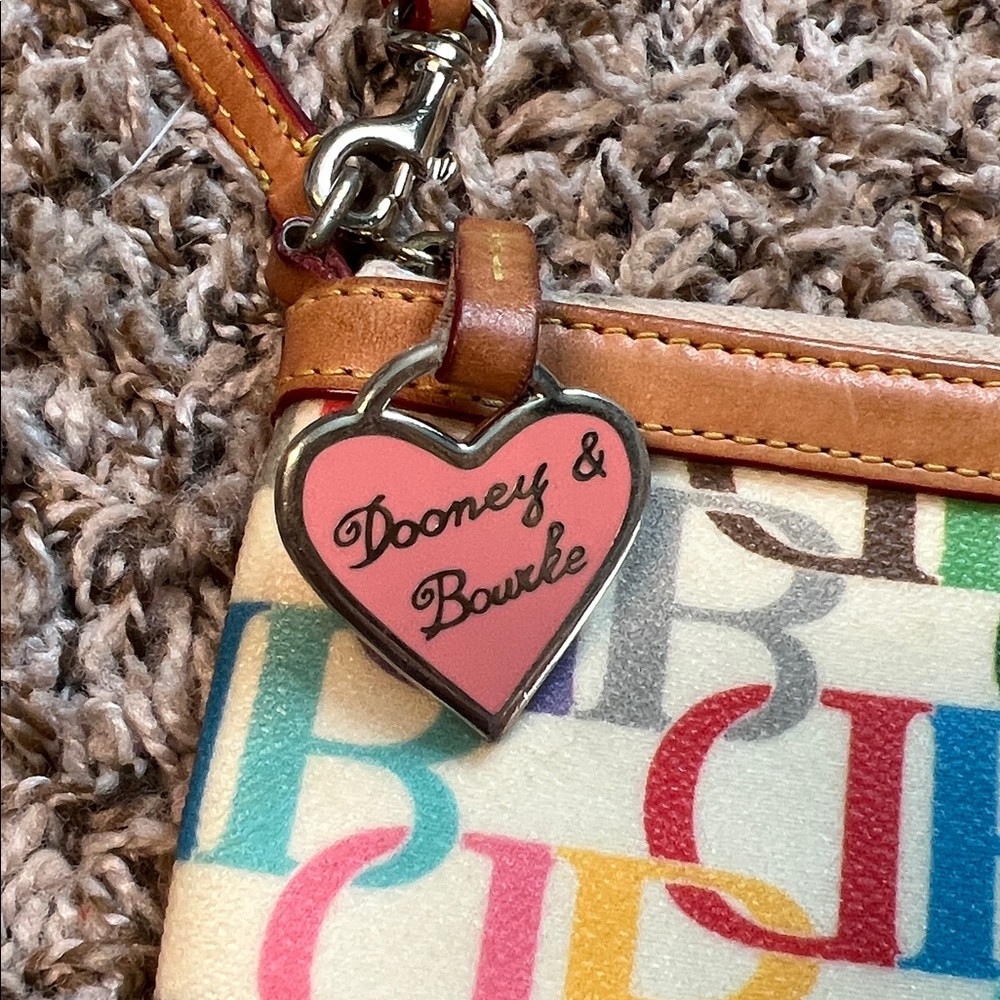 Dooney & Bourke Vintage Retro Rainbow Zip Wristlet - Picture 2 of 11